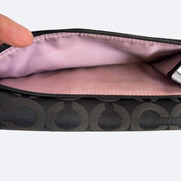 Coach Madison OP Art Sateen Checkbook Leather Wallet SV/BLACK Signature - Picture 9 of 10